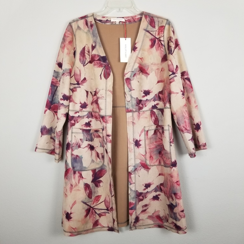 Solitaire Vegan Suede Floral Print Duster